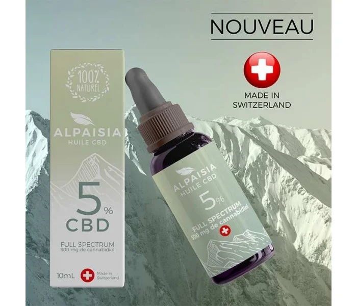 huile de cbd full spectrum alpaisia 5% spectre complet - cannabidiol 500mg