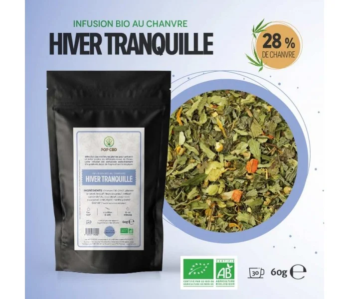 Infusion au chanvre BIO HIVER TRANQUILLE de la marque POP CBD