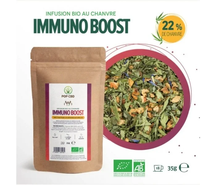 Infusion BIO IMMUNO BOOST au chanvre de la marque POP CBD