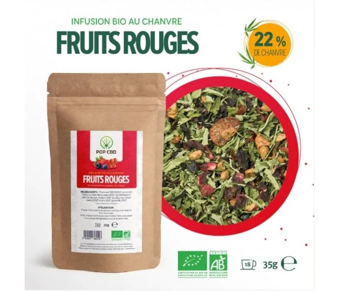 Infusion au chanvre BIO FRUITS ROUGES de la marque POP CBD