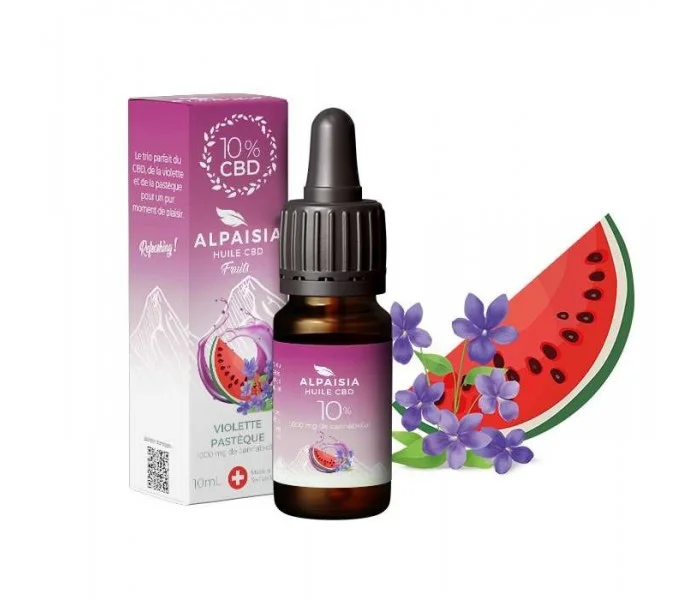 huile de cbd 10% alpaisia broad spectrum parfum pastèque/violette