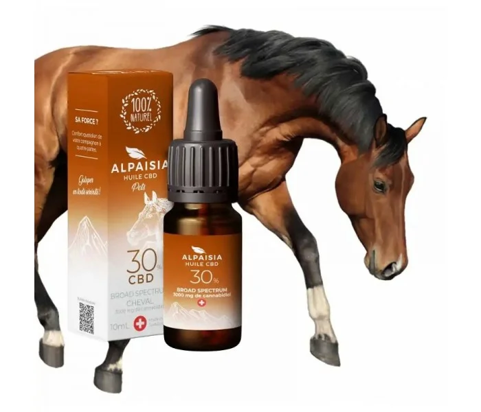 Huile de CBD 30% pour cheval goût Foin/Carotte Alpaisia