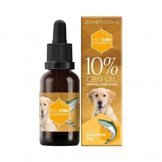 Huile 10% de CBD pour chien arôme saumon