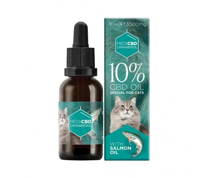 Huile 10% de CBD pour chat arôme saumon