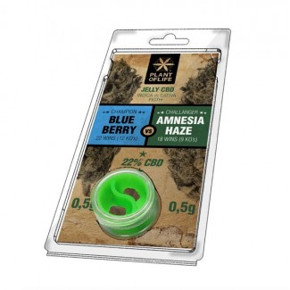 JELLY AU CBD 22% AMNESIA VS BLUEBERRY 0.5g + 0.5g (résine) CBD solide