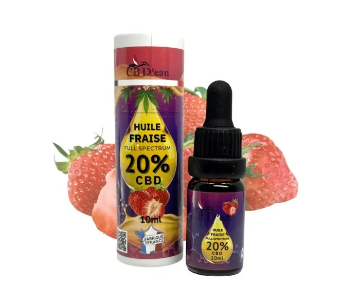 huile-cbd-full-spectrum-fraise-20% premium qualité fabriqué en france