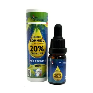 Huile CBD 20% full spectrum, CBN, Mélatonine sommeil