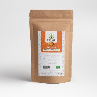 Infusion BIO ORANGE CANNELLE au chanvre de la marque POP CBD